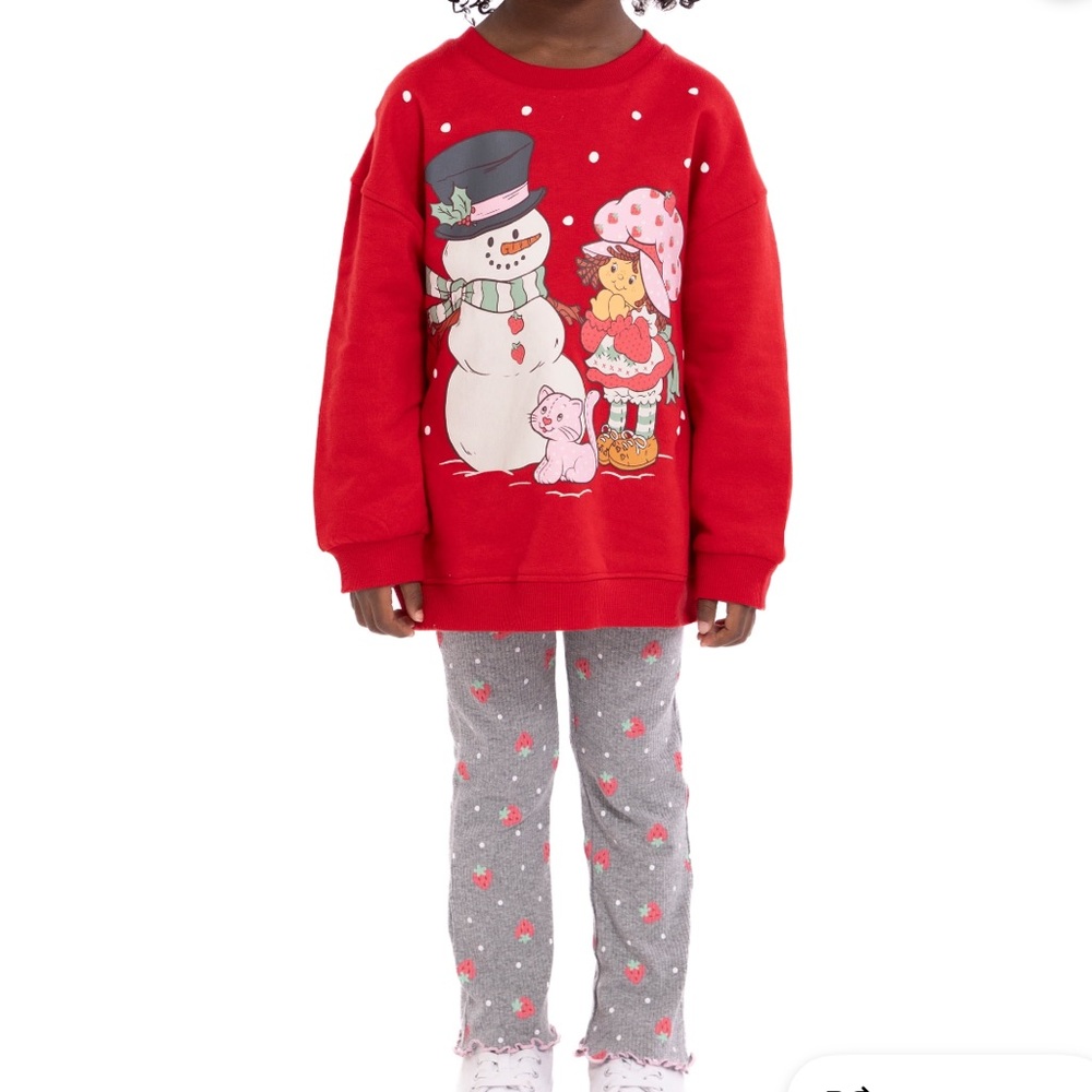 Strawberry Shortcake Snowman Winter sweatshirt legging set NWT